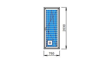 Техническая схема: ПВХ-дверь 760 × 2030 мм